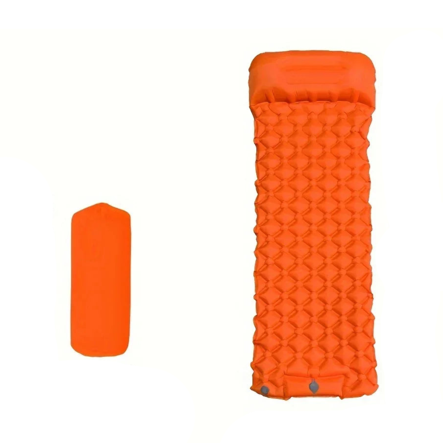 Inflatable Camping Mattress with Built-In Pillow and Foot Pump