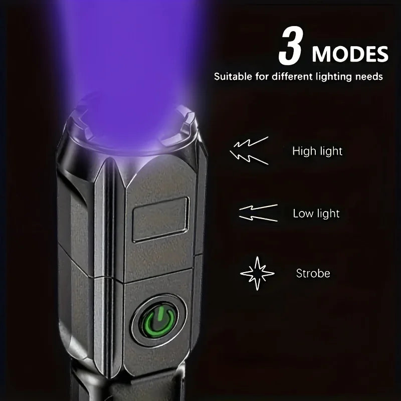 Portable UV Flashlight UV395NM Zoomable ABS Torch
