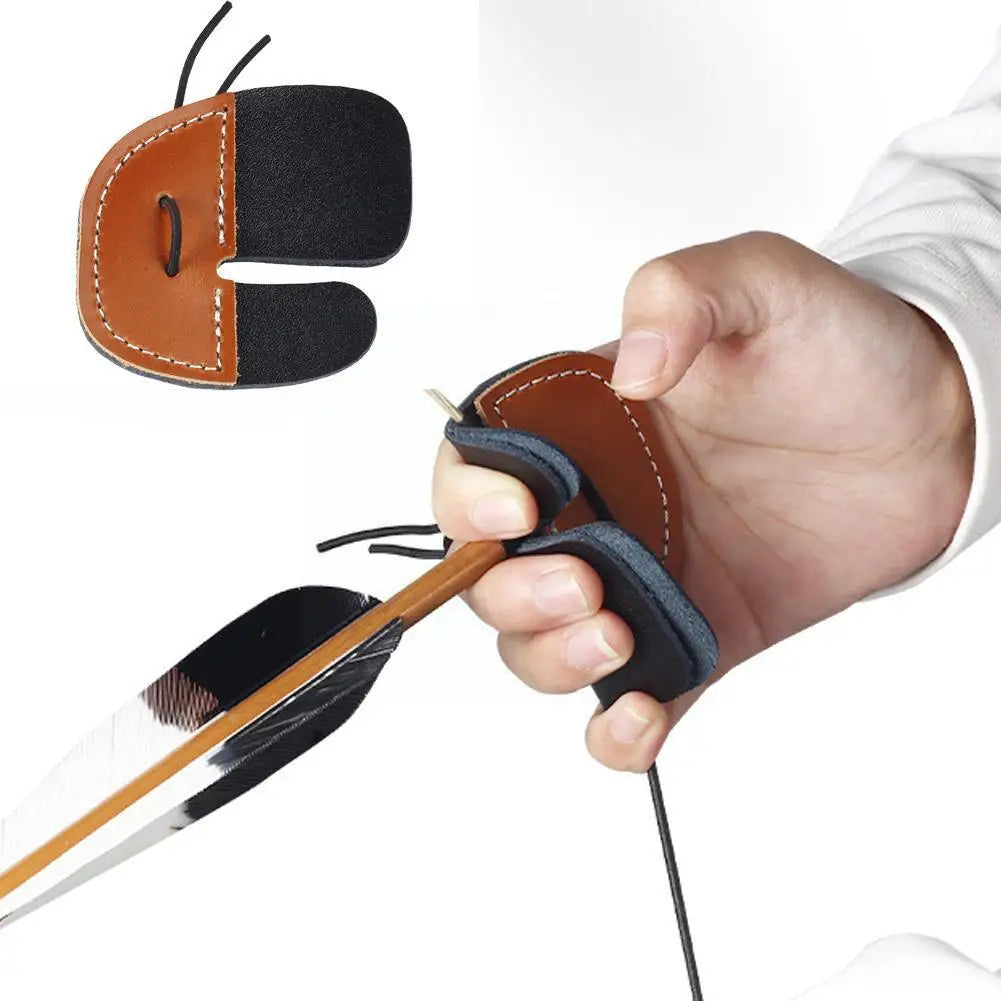 Archery Finger Tab Protector – Thick Leather Guard for Bow Shooting & Hunting