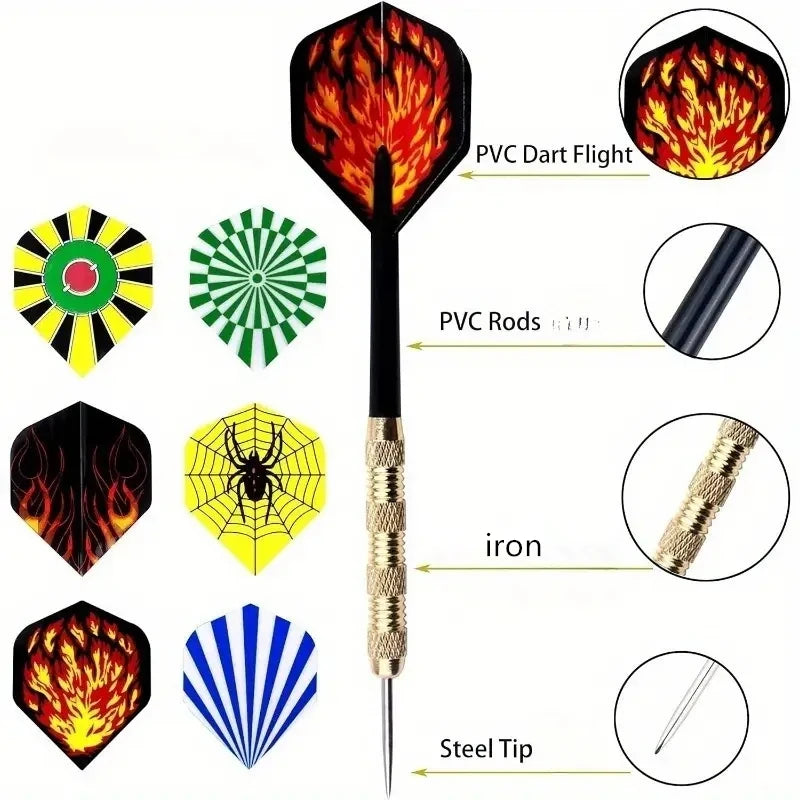 18 pcs professional dart set – Steel tip darts for training and competition