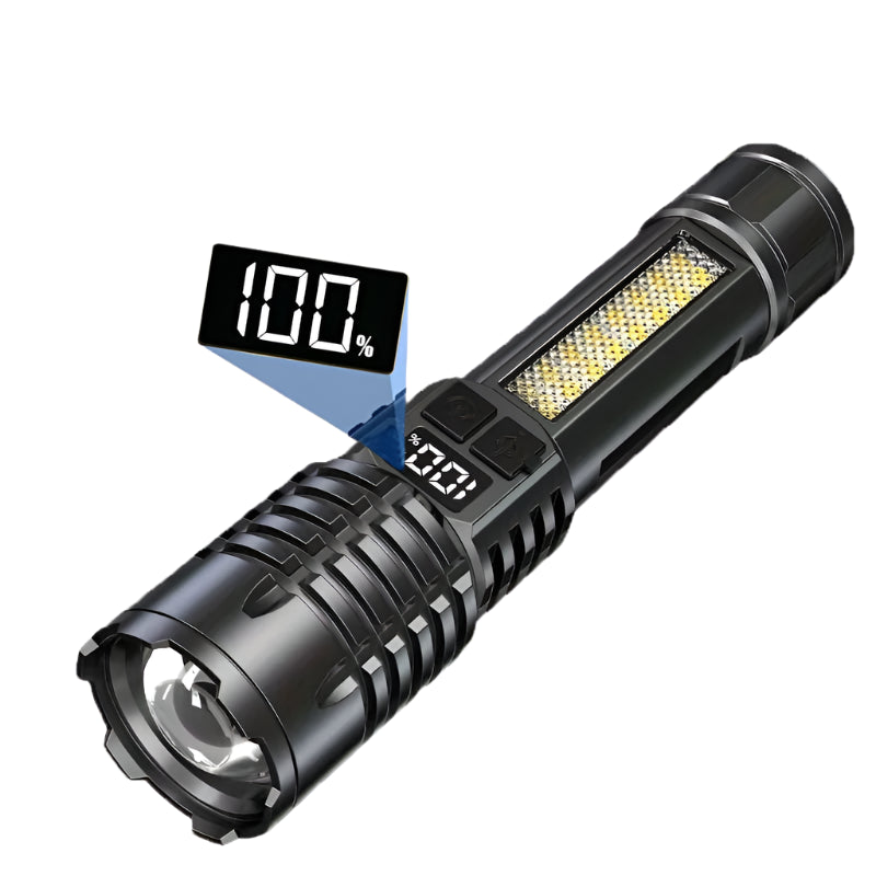 Rechargeable LED Flashlight, Zoomable Waterproof Torch, Built-in Battery Torch, Bright, High-Power