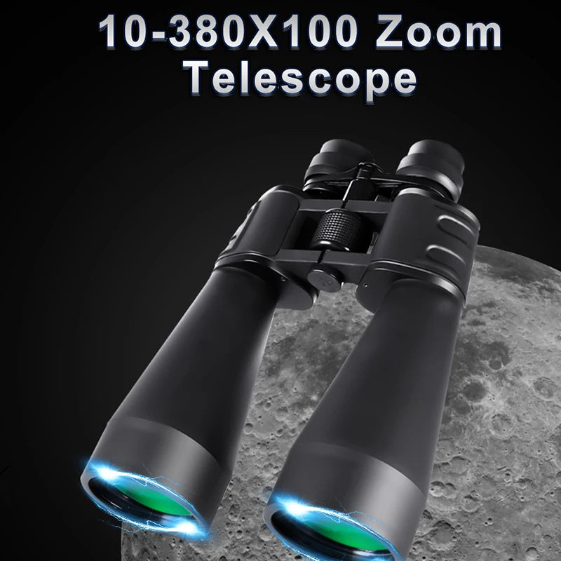 10-380x100 Powerful Zoom Binoculars – Long Range HD BAK4 Prism Telescope for Hunting & Outdoor