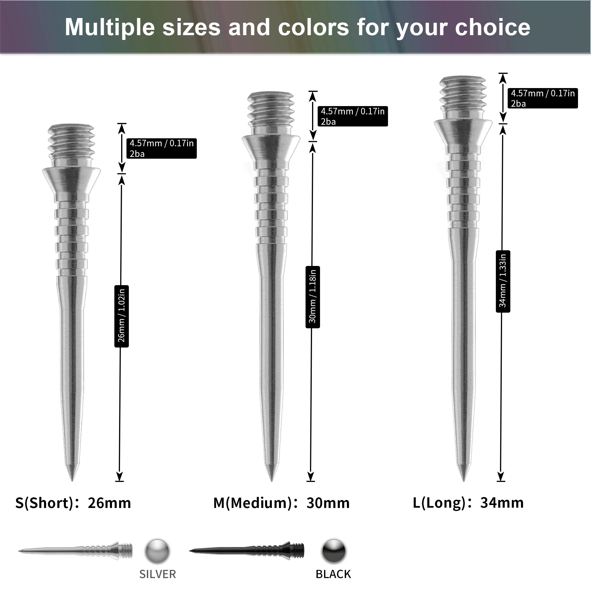 Steel Dart Tips – 3-Pack Converter Points Adapter for Soft Tip Darts (26mm/30mm/34mm)