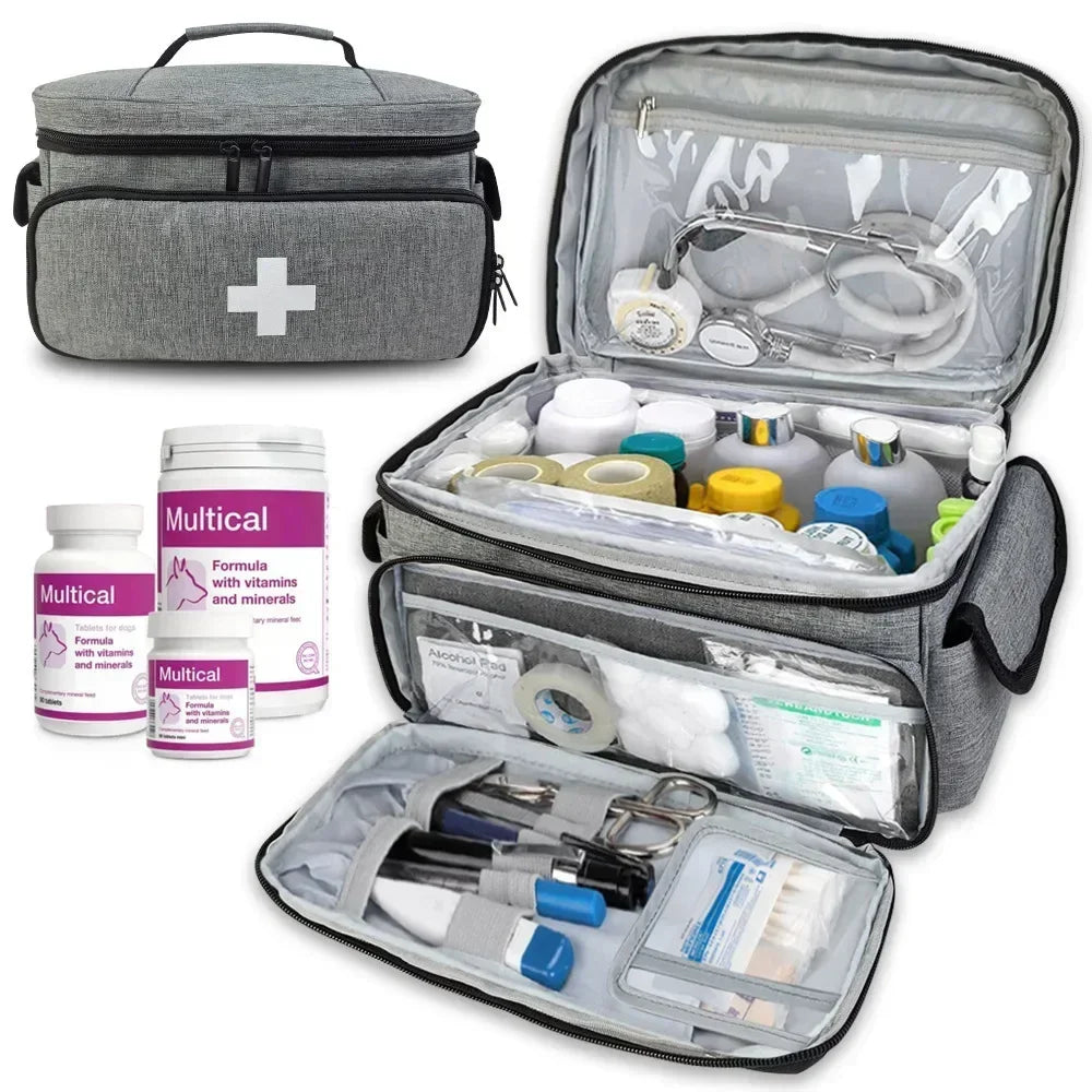 Travel First Aid Kit Bag – Home Medical Carry Bag, Multifunctional Storage Organizer, Medicine Box