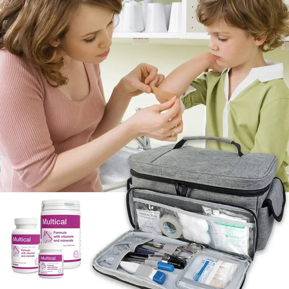 Travel First Aid Kit Bag – Home Medical Carry Bag, Multifunctional Storage Organizer, Medicine Box