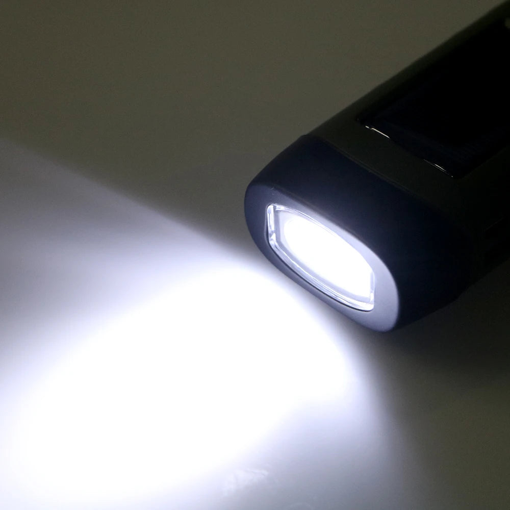 Rechargeable Solar Hand Crank Flashlight with Power Bank – Survival Gear