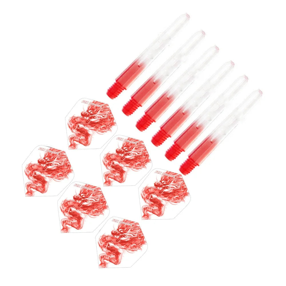 Fox Smiling nylon dart shafts and patterned flights – dart accessories for soft and steel tips