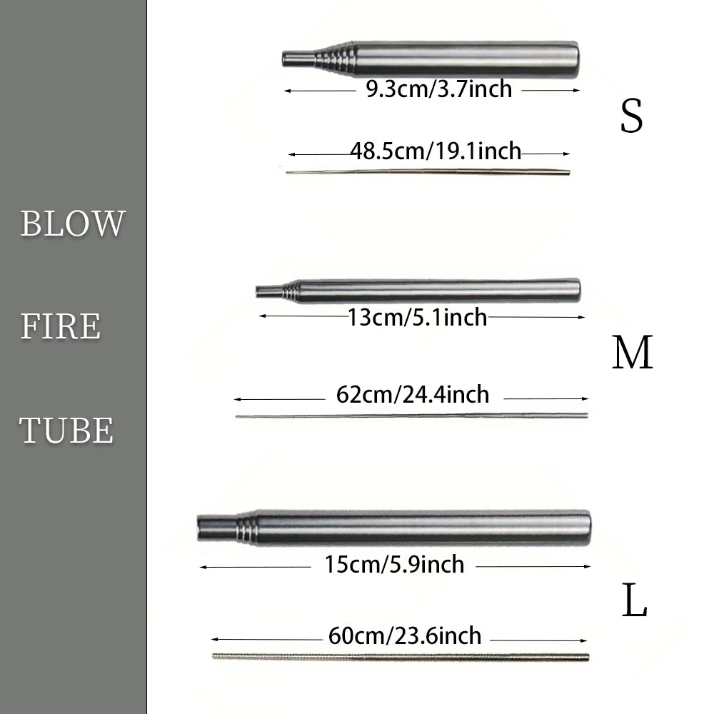 Stainless Steel Blow Fire Tube – Portable Fire Blowing Pipe for BBQ, Picnic & Cooking