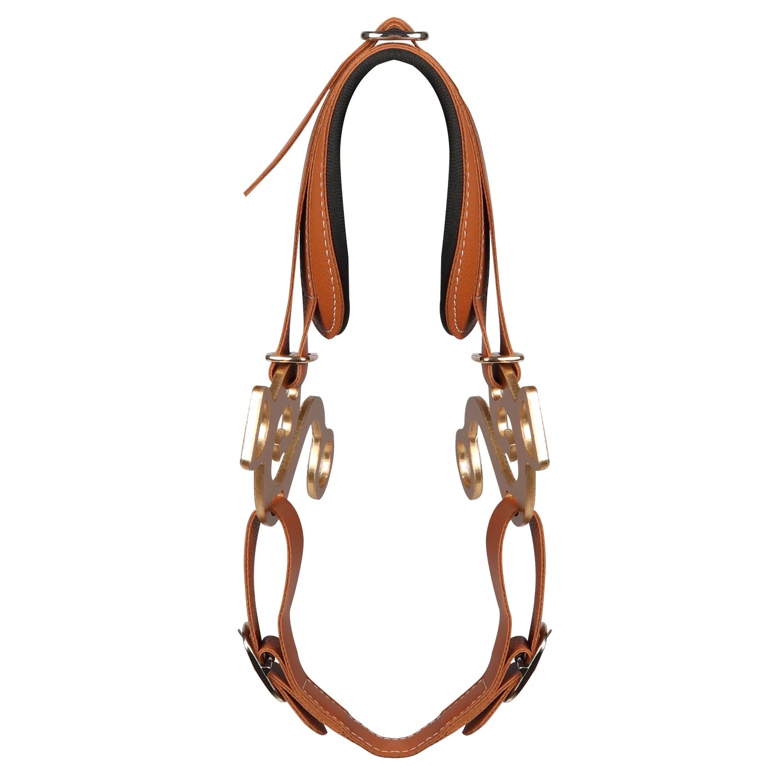 Hackamore Horse Bit Bridle – Brown Leather Adjustable Bitless Bridle with Padded Nose & Curb Chain