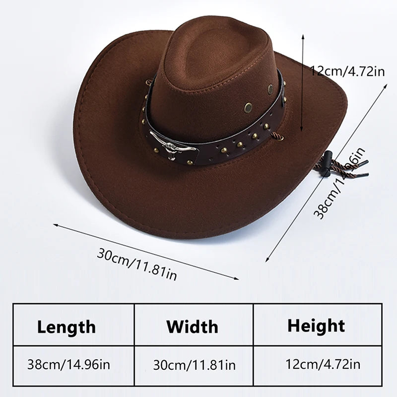 Western Cowboy Hats – Vintage Big-Edge Gentleman Cowgirl Jazz Hat for Holidays, Party & Cosplay