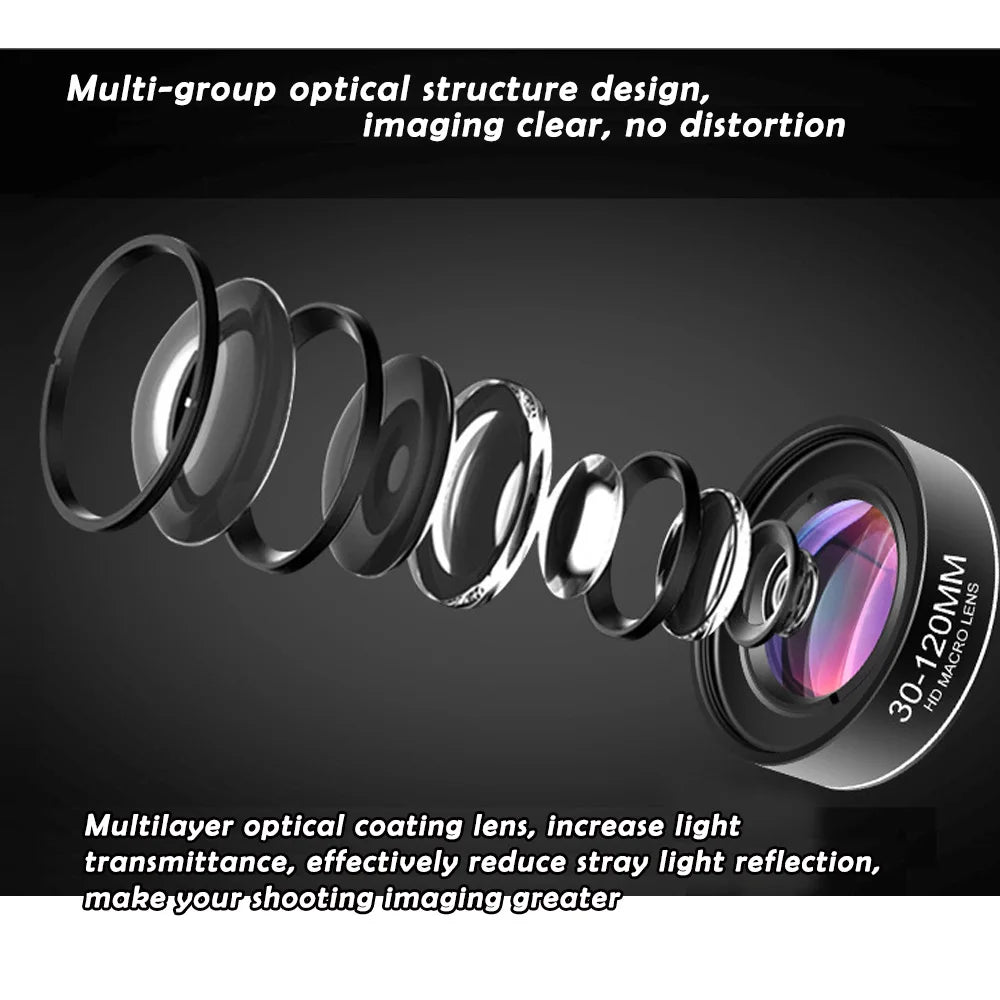 30–120mm Macro Lens with CPL & Star Filters for Mobile Photography