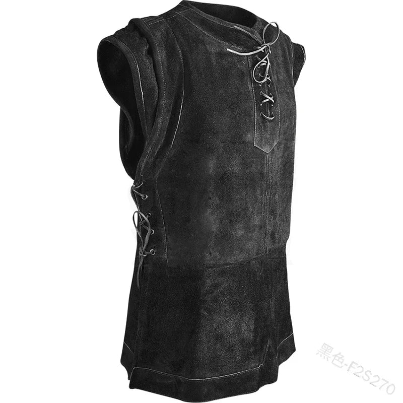 Gothic Pirate Renaissance Knight Waistcoat – Men’s Medieval Sleeveless Vest Jacket