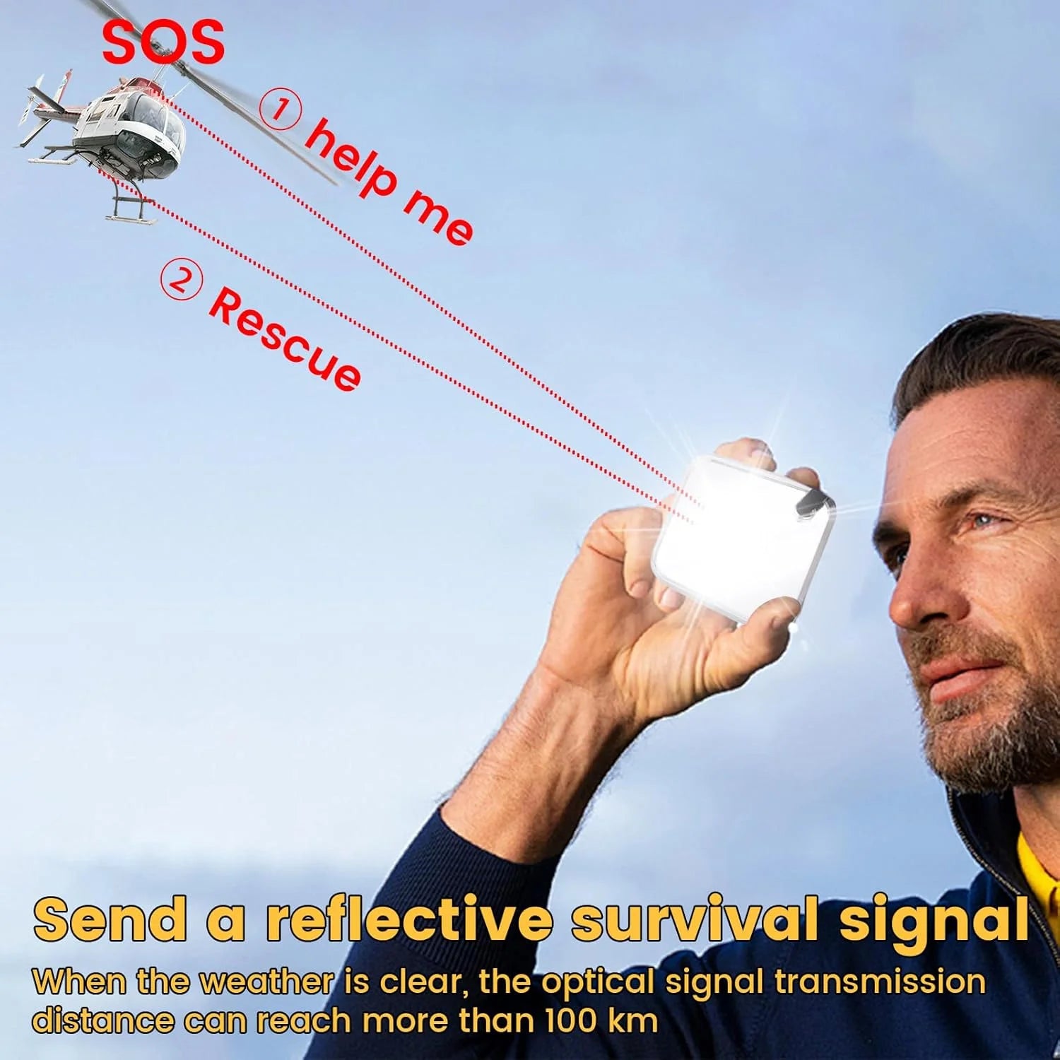 Survival Signal Mirror – Sunlight Reflector for Hiking, Camping, First Aid, Emergencies