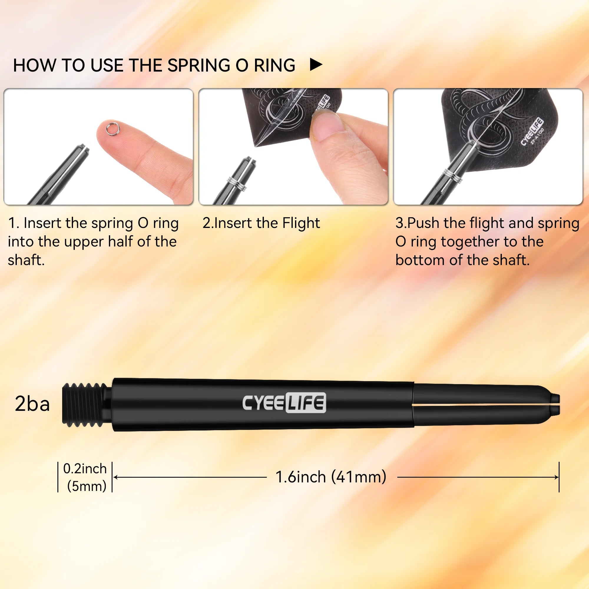 30PCS 2BA 41mm Professional PC Dart Shafts with O-Ring – Durable Plastic Accessory