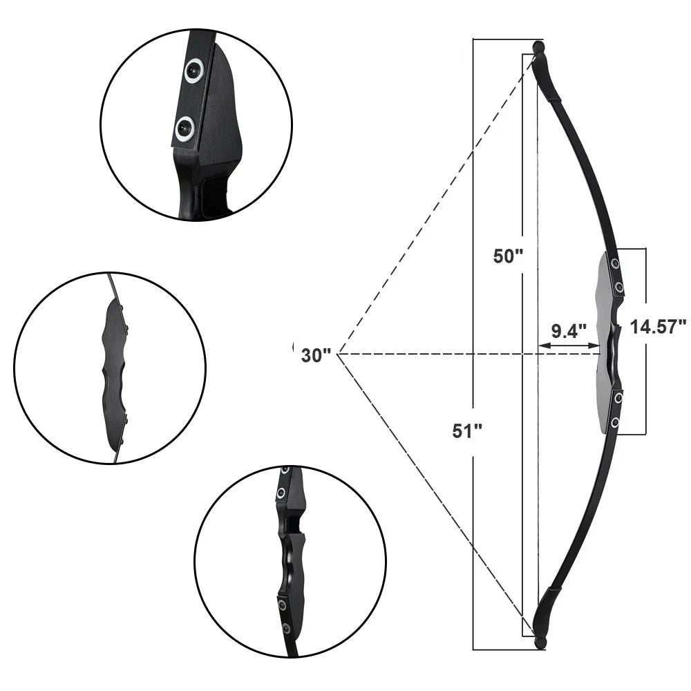 30/40lbs Take-Down Recurve/Straight Bow with 12 Carbon Arrows – Hunting & Practice Set
