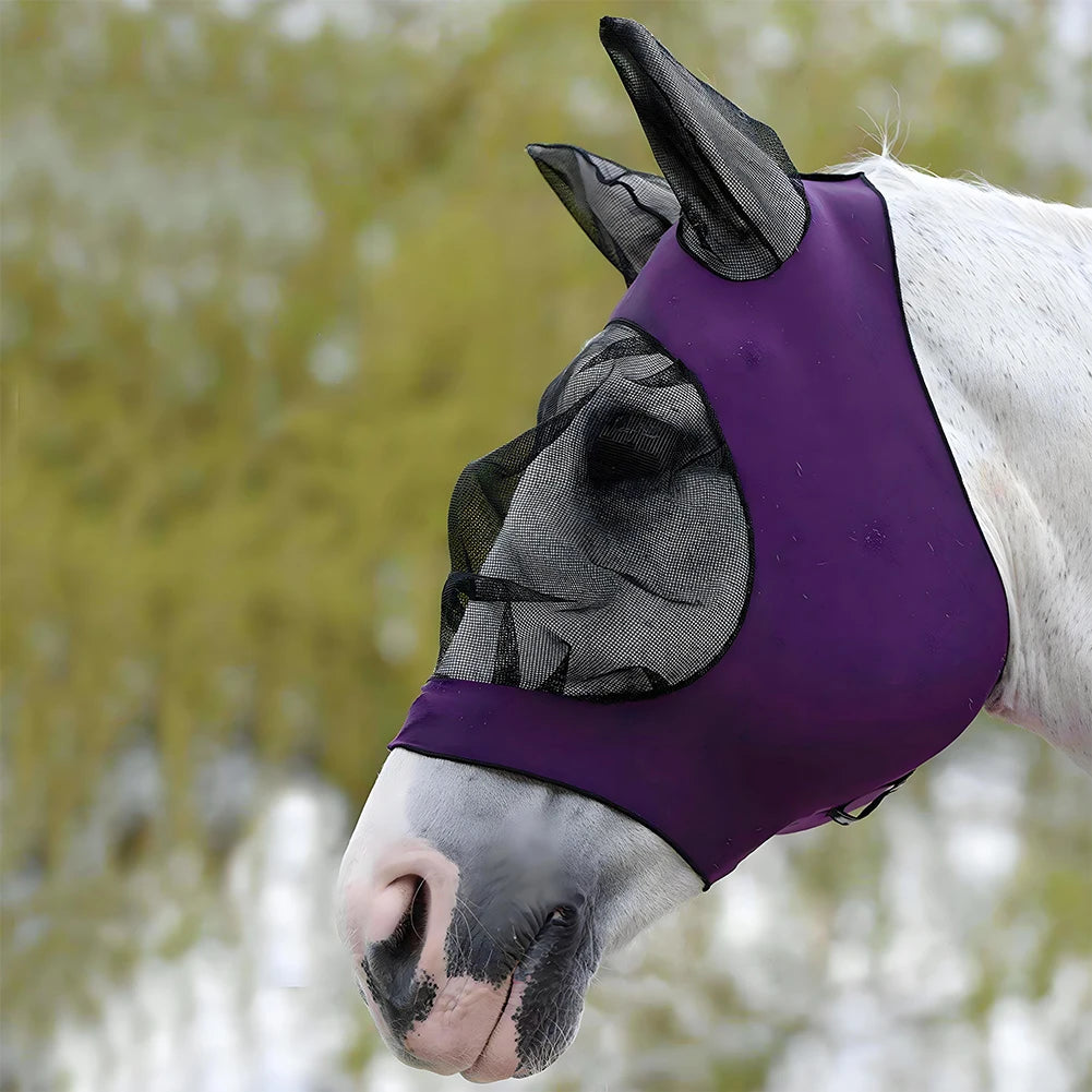 Anti-Fly Lycra Horse Mask – Breathable Knitted Mesh Fly Mask for Insect & UV Protection