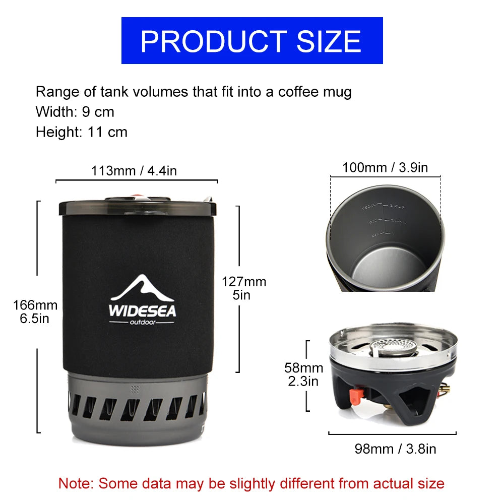 Camping Cooking System with Heat Exchanger and Gas Stove for Outdoor Use