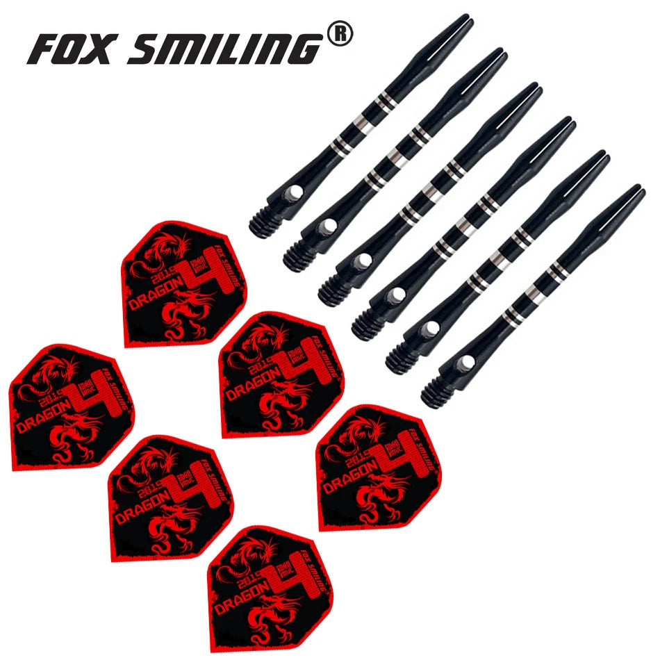41mm Aluminium Dart Shafts & Patterned Flights, Pro Dart Accessories, Lightweight and Durable