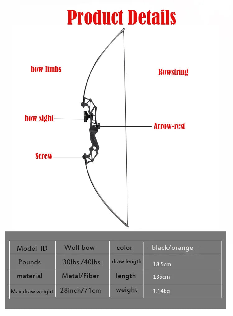 Take Down Recurve Bow 20–50lbs for Hunting and Outdoor Archery Practice