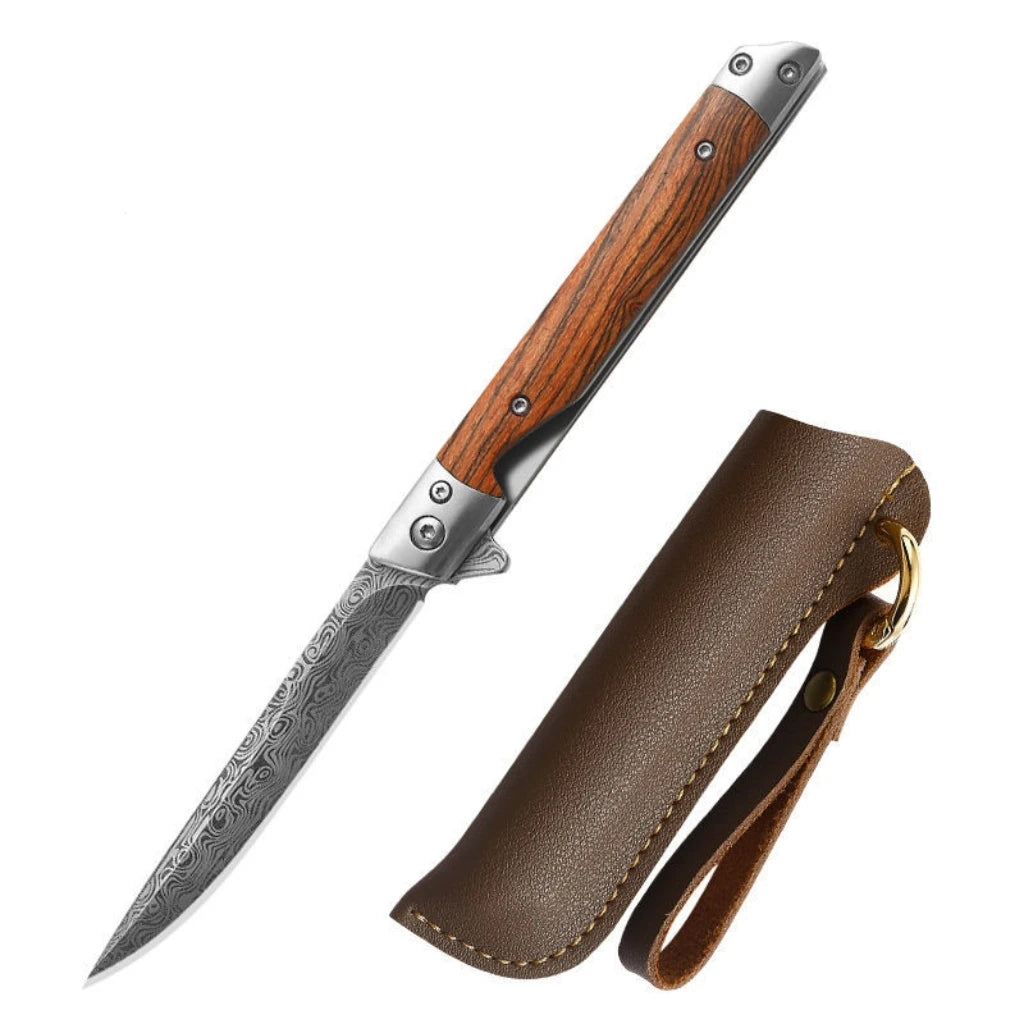 Damascus Pattern Folding Knife – Multi-Purpose High Hardness Outdoor Tool