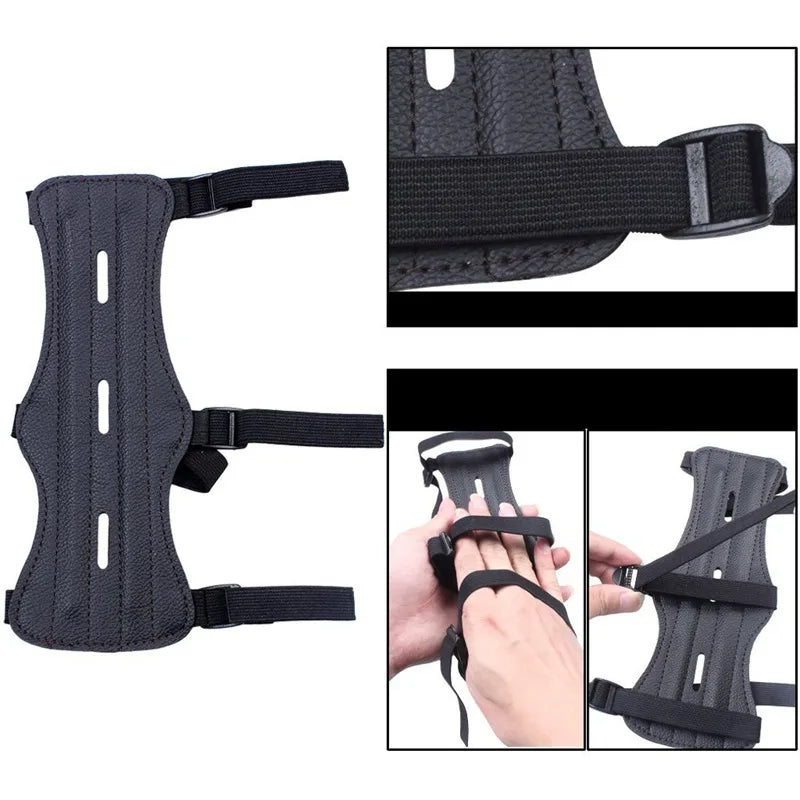 Leather Archery Arm Guard Protector – Adjustable Forearm Guard for Bow Hunting & Shooting Training