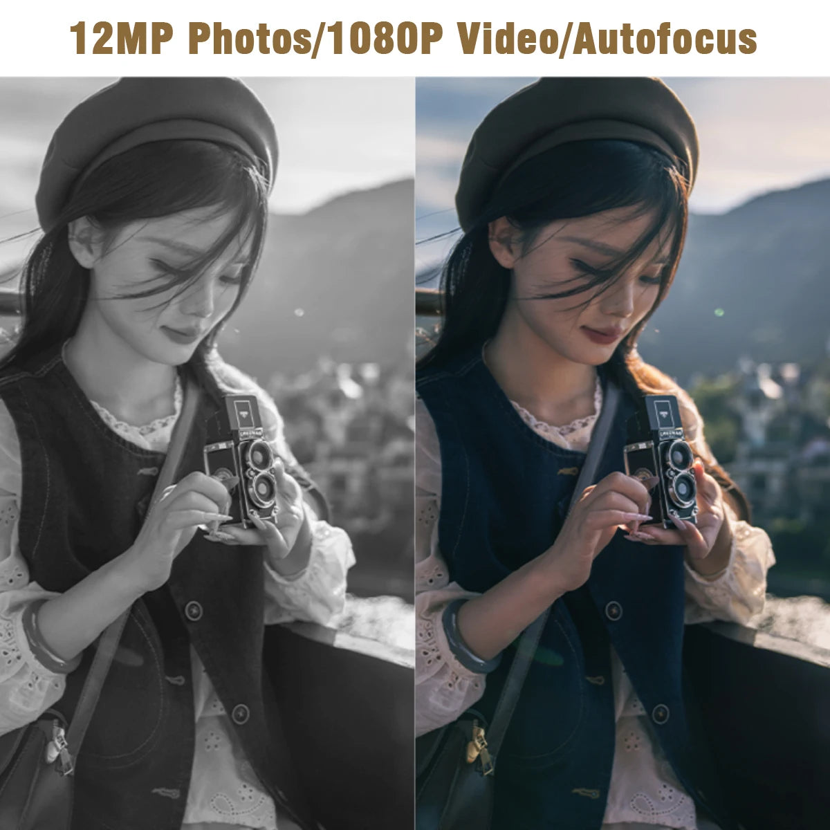 Mini Digital Camera 12MP 1080P HD Retro Style for Vlogging and Everyday Use