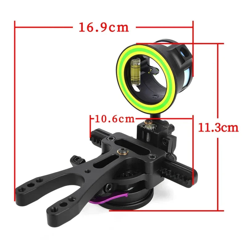 Compound Bow Sight Adjustable 1 Pin 2 Aim Point for Archery and Hunting