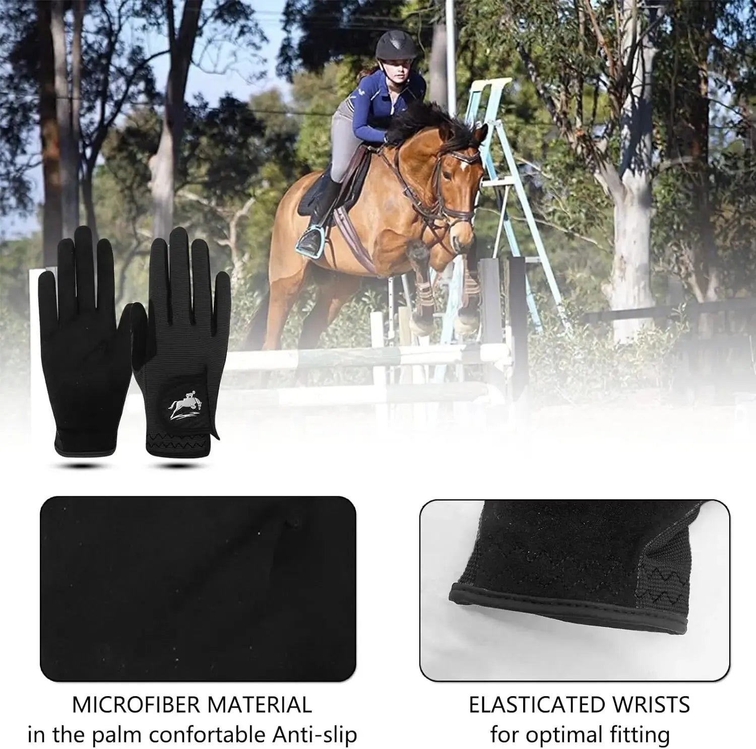 Women's Equestrian Mesh Riding Gloves – Lightweight, Breathable, All-Weather Grip Gloves
