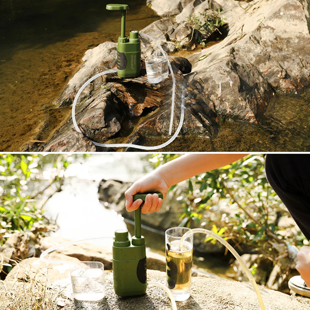 Portable Water Filter Pump for Camping and Emergency Outdoor Use