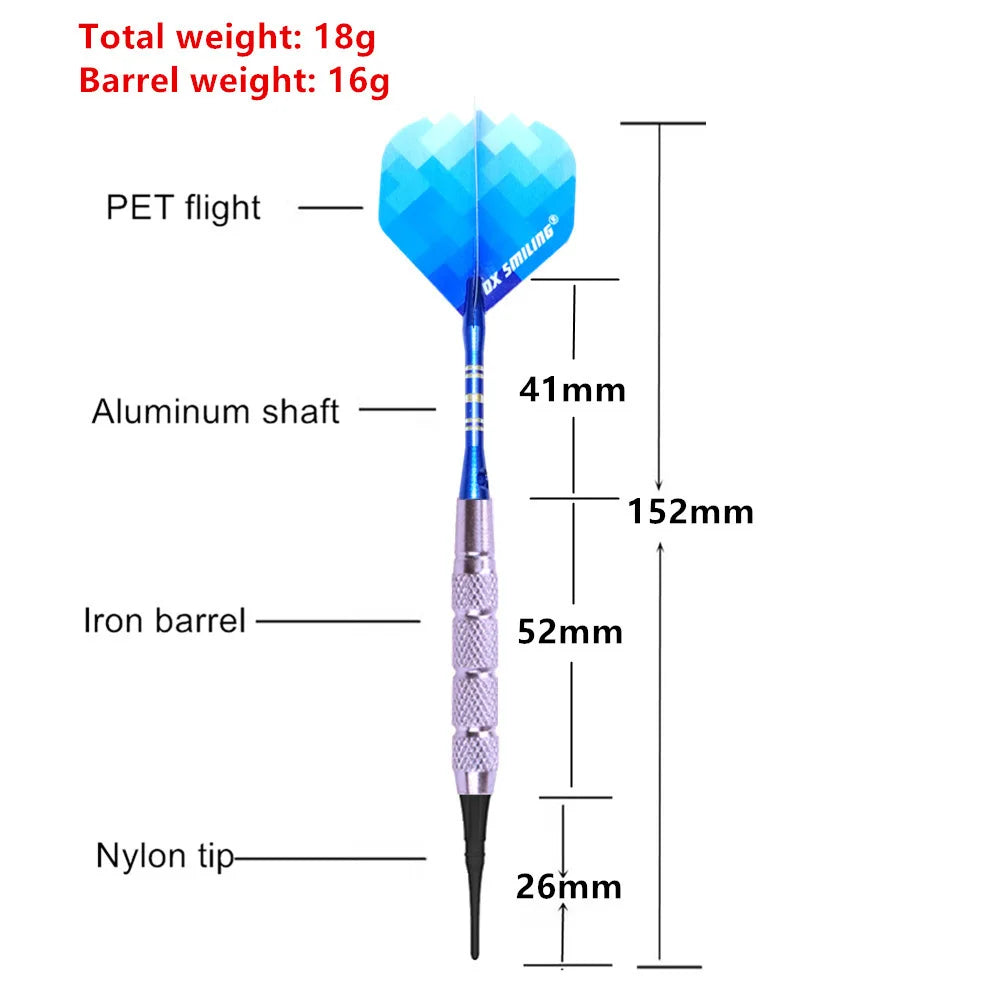 3 pcs Fox Smiling 18g soft tip darts – aluminium shafts and nylon tips