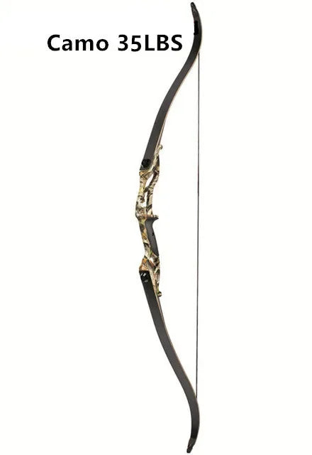 56" traditional-style recurve bow with metal riser – 30–50lbs draw weight