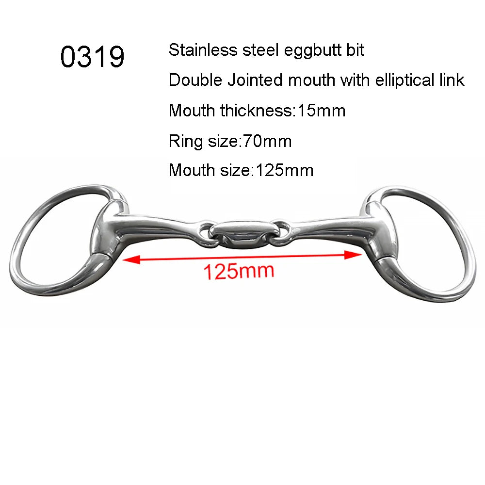 Stainless Steel Eggbutt Snaffle Bit, Jointed Mouth Horse Chew Training Equipment, Equestrian