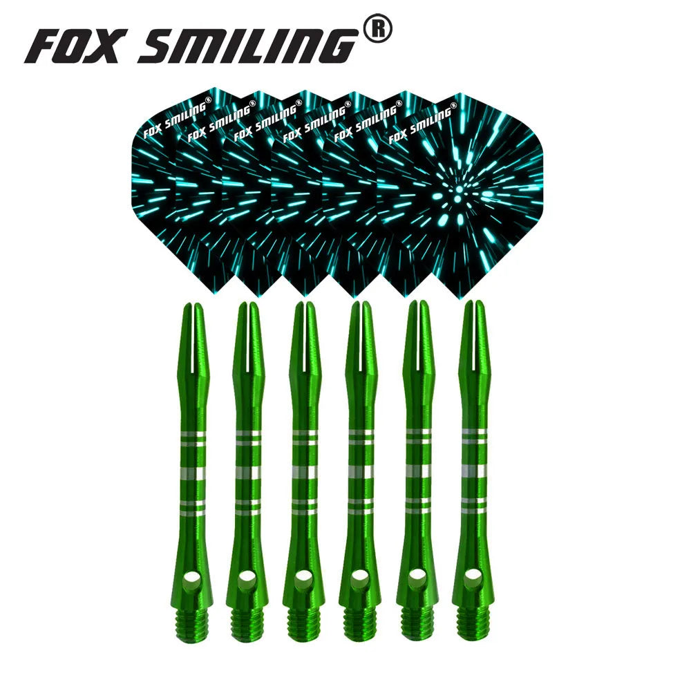 41mm Aluminium Dart Shafts & Patterned Flights, Pro Dart Accessories, Lightweight and Durable