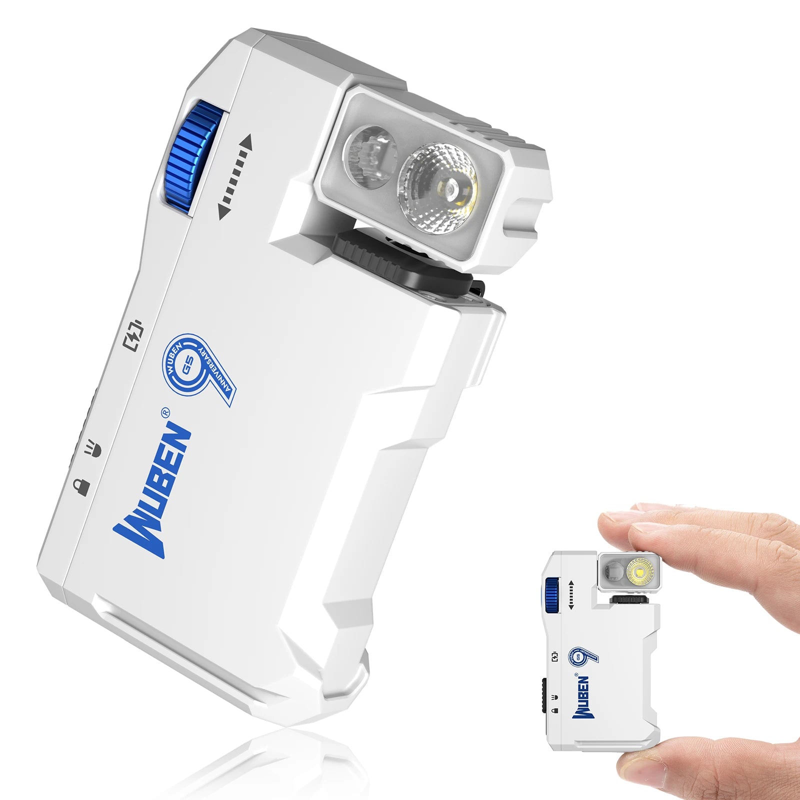 Rechargeable EDC Flashlight 400 Lumens Compact LED Torch with RGB Light