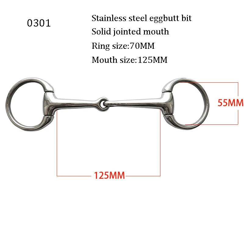 Stainless Steel Eggbutt Snaffle Bit, Jointed Mouth Horse Chew Training Equipment, Equestrian