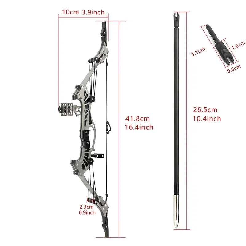 16lb Mini Compound Bow Set – Stainless Steel Archery Kit for Target Shooting