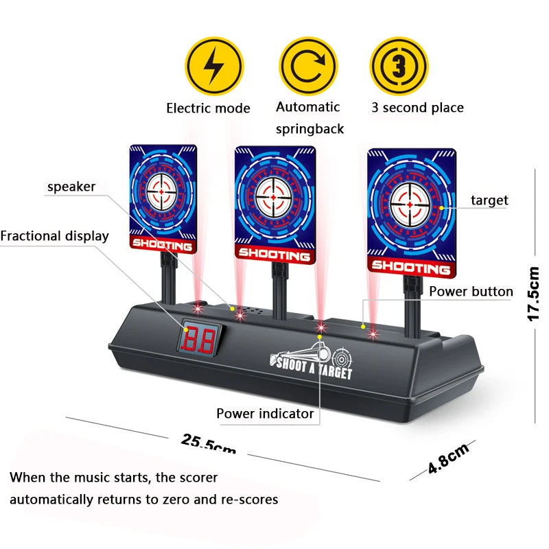 Auto-Reset Electric Target – High-Precision Nerf Gun Scoring Toy for Kids