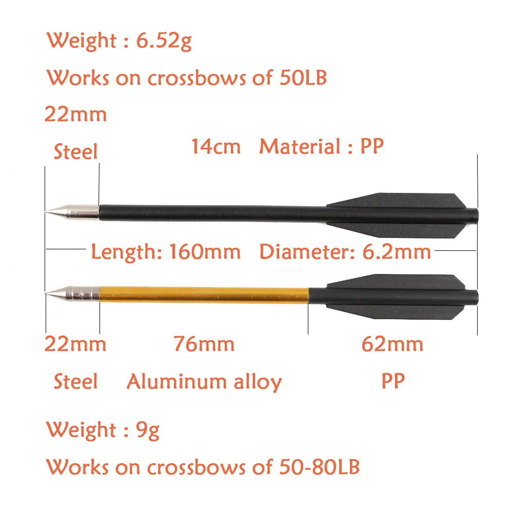 Hunting Aluminum Bolt Arrows – 6.5-inch Crossbow Bolts for 50/80lb Bows