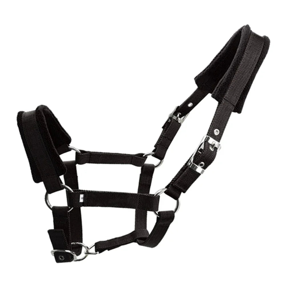 Soft Padded Nylon Horse Halter – Comfortable Adjustable Bridle Headstall for Stable & Riding Use