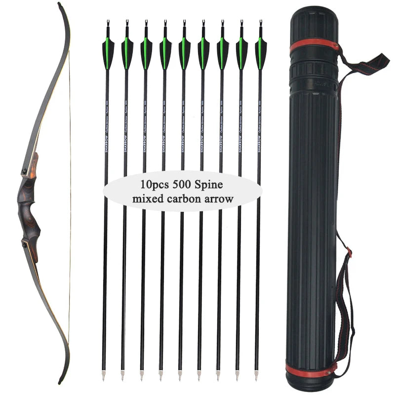 60" takedown recurve bow set – 20–60lbs high-density wood handle for hunting and training