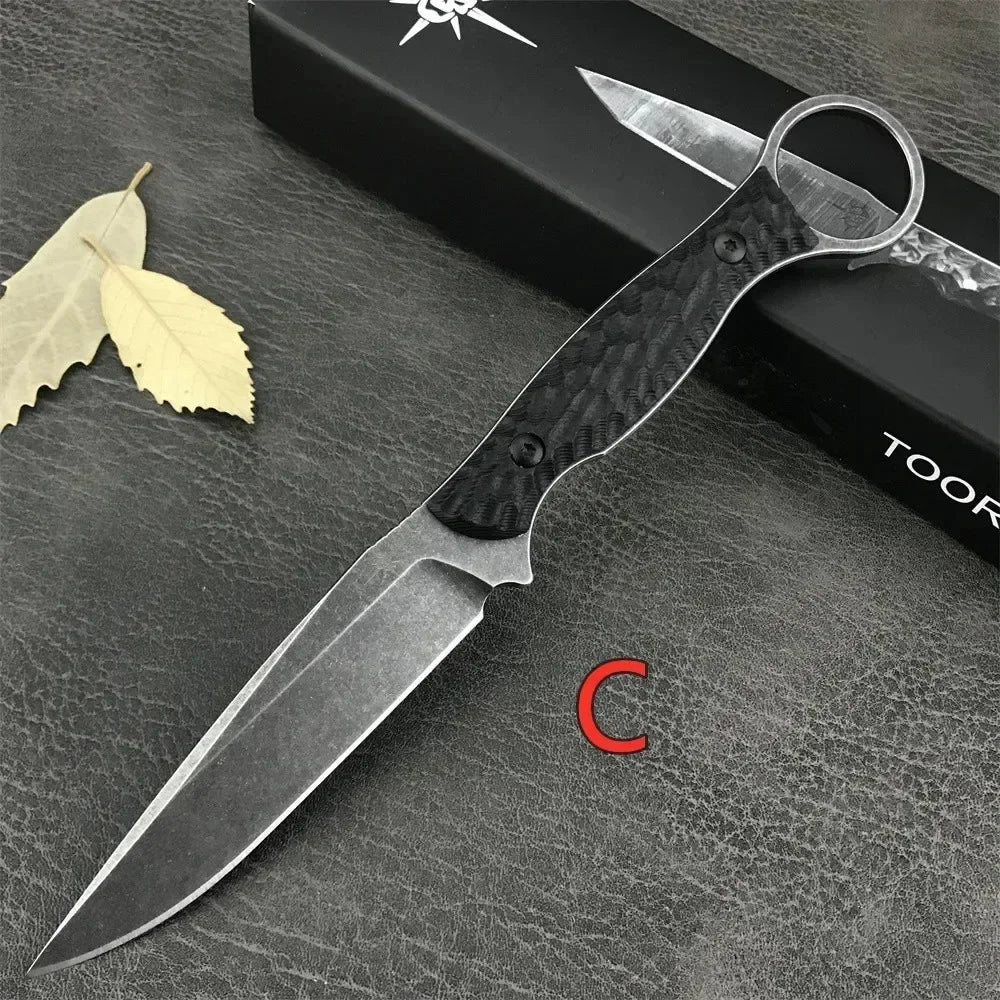 Fixed Blade Tactical Knife, 8Cr13Mov Steel G10 Handle with Kydex Sheath, Outdoor Hunting Survival