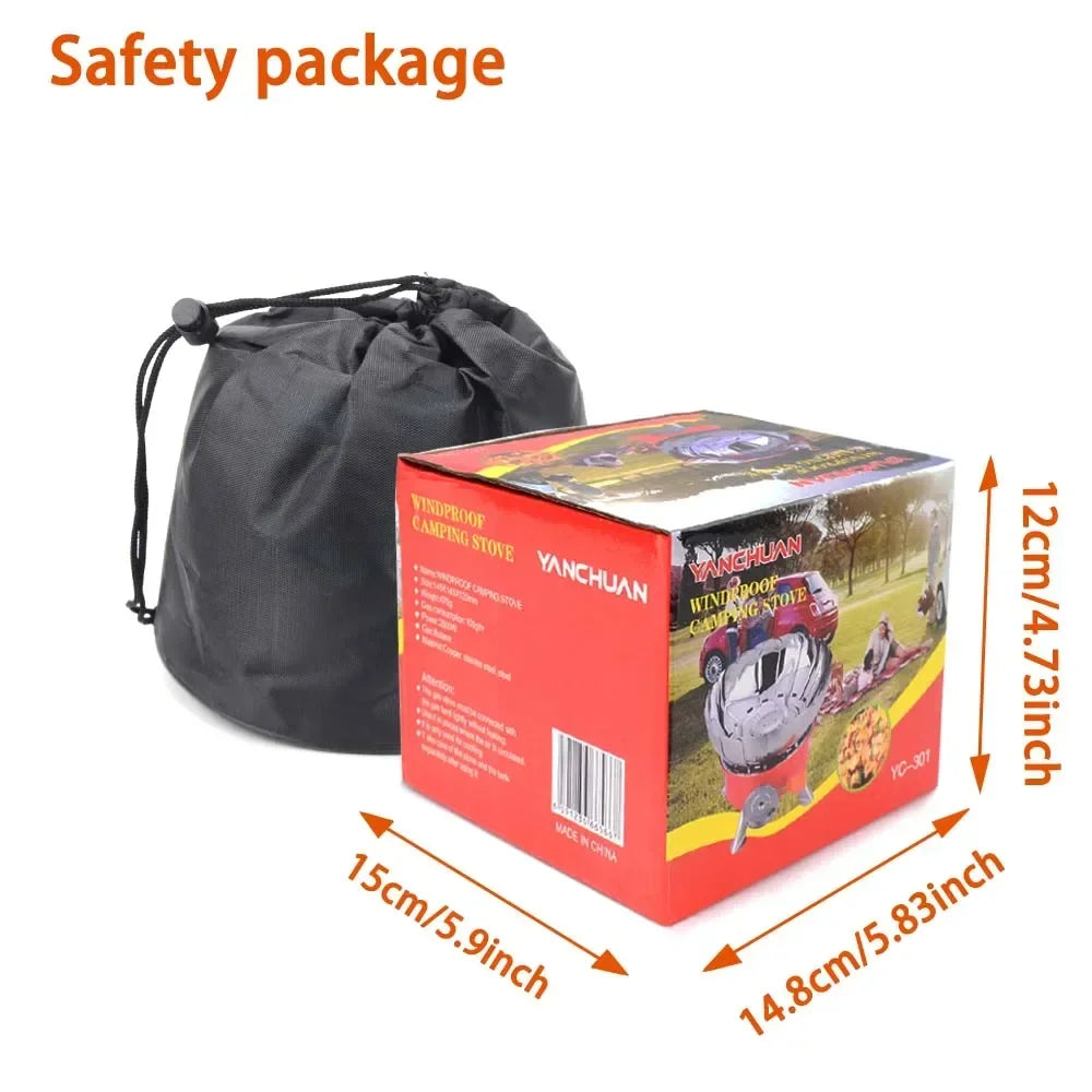2800W Portable Camping Gas Stove with Windproof Design and Storage Bag