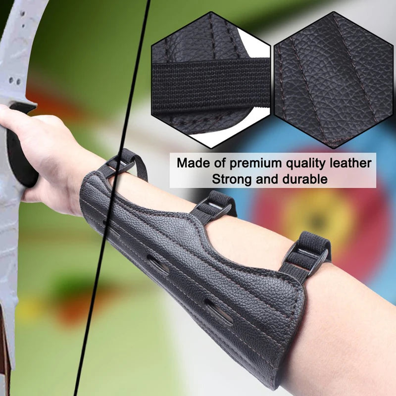 Leather Archery Arm Guard Protector – Adjustable Forearm Guard for Bow Hunting & Shooting Training