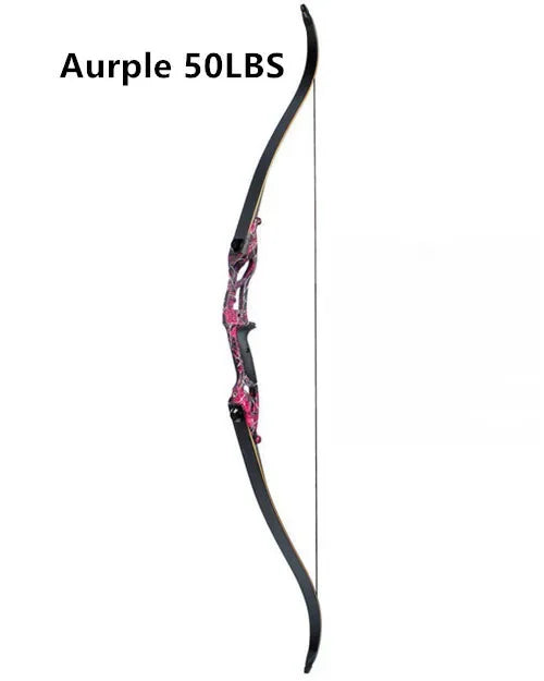 56" traditional-style recurve bow with metal riser – 30–50lbs draw weight