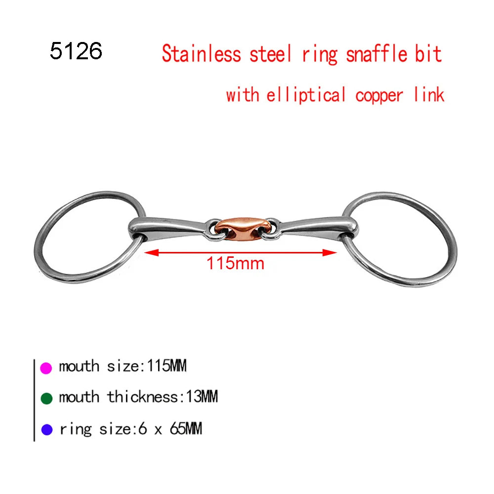 Stainless Steel Eggbutt Snaffle Bit, Jointed Mouth Horse Chew Training Equipment, Equestrian