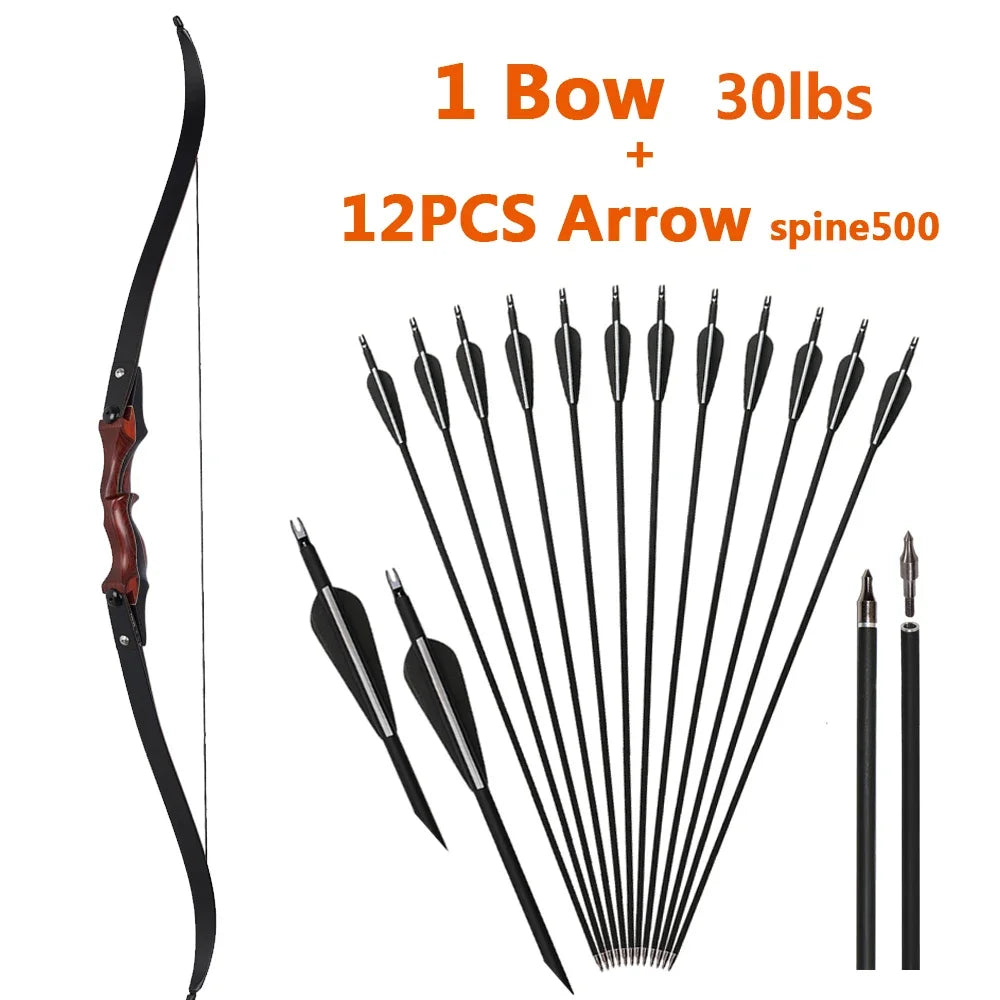 20–50lbs ILF Recurve Longbow – Take-Down Wooden Bow for Outdoor Hunting and Shooting