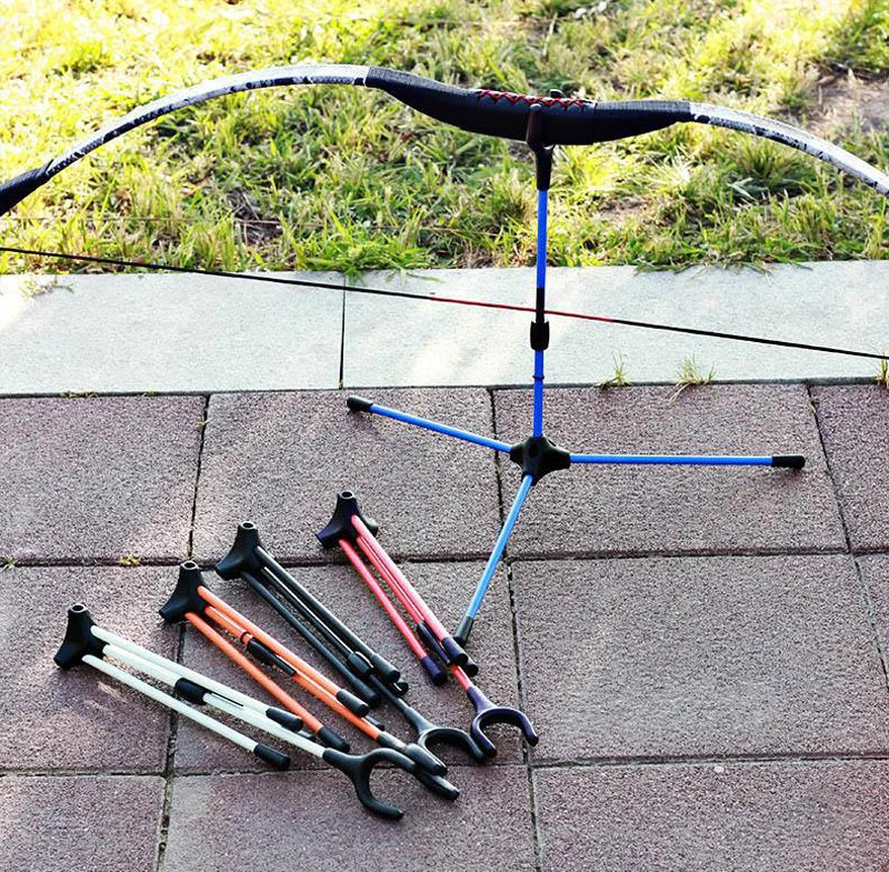Archery Bow Stand – Foldable Recurve & Longbow Holder, Aluminium, Portable, Multiple Colours