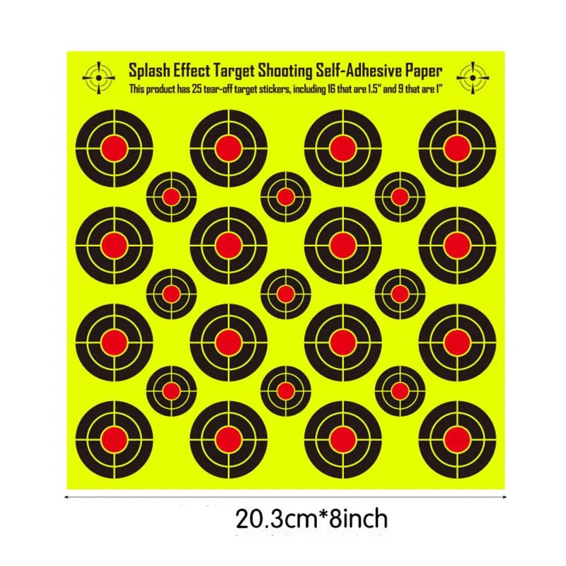10pcs 8-Inch Reactive Shooting Target Stickers – High-Visibility Adhesive Paper for Training