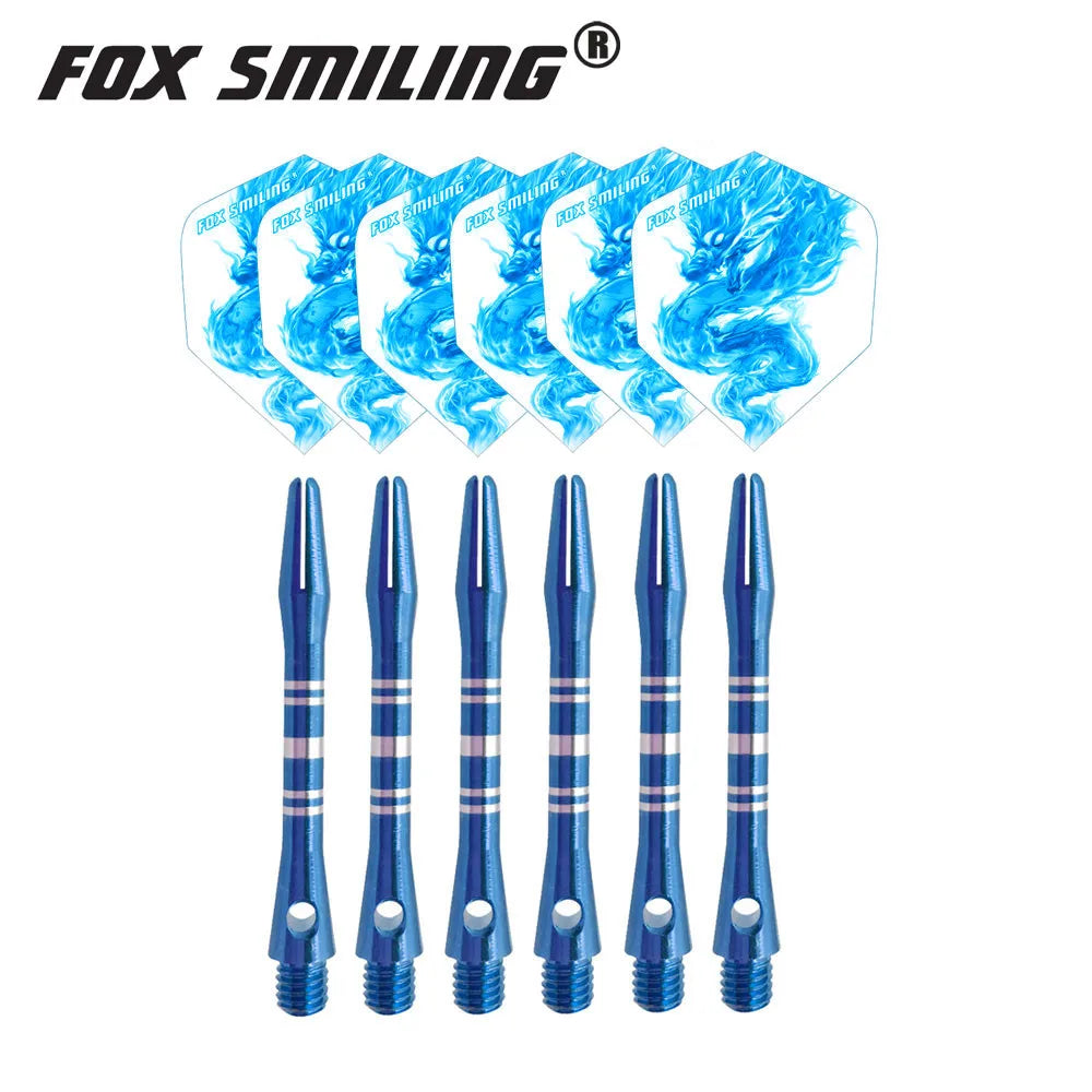 41mm Aluminium Dart Shafts & Patterned Flights, Pro Dart Accessories, Lightweight and Durable