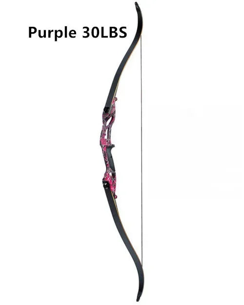 56" traditional-style recurve bow with metal riser – 30–50lbs draw weight